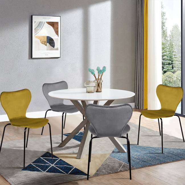 Стул Seven Style горчичный велюр с чёрными ножками