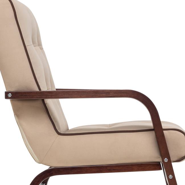 Кресло Leset Модена Орех текстура V18 бежевый, кант V23 молочный шоколад