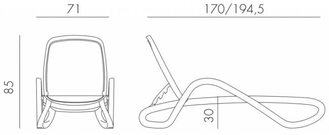 Шезлонг-лежак пластиковый Alfa белый, бежевый 1700-1945х710х850 мм Шезлонг-лежак пластиковый Alfa белый, бежевый 1700-1945х710х850 мм