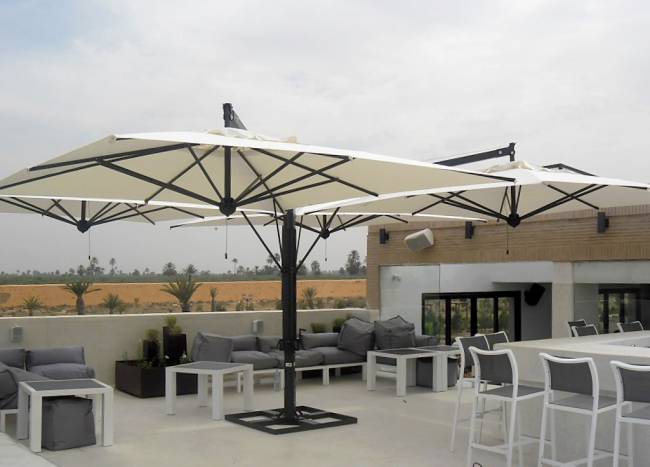 Зонт профессиональный четырехкупольный 7х7 м Alu Poker Dark антрацит, слоновая кость 7000х7000 мм