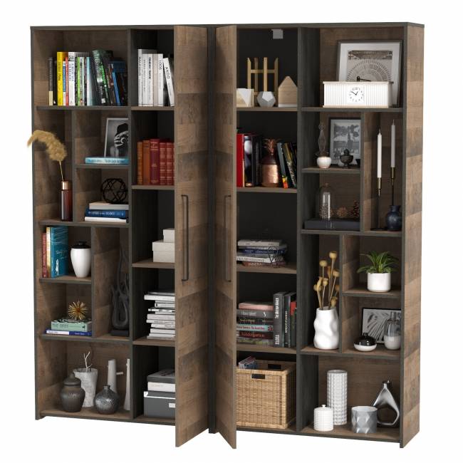 Два шкафа-стеллажа для гостиной Трувор цвет дуб гранж песочный/интра Два шкафа-стеллажа для гостиной Трувор цвет дуб гранж песочный/интра