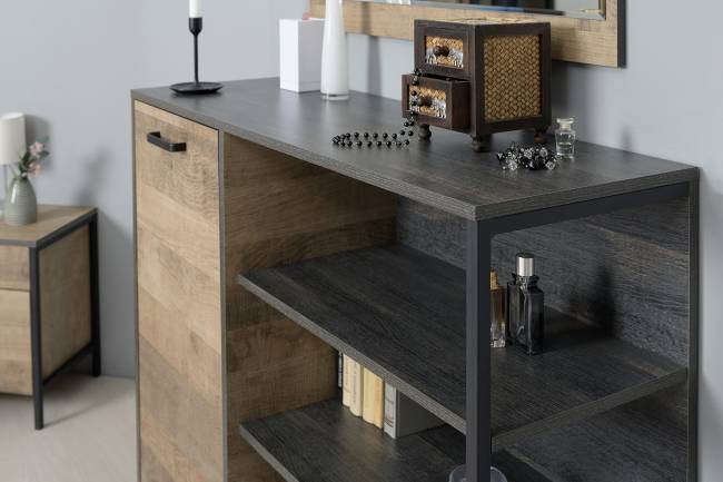 Стенка в гостиную с подсветкой серии Трувор № 21 цвет дуб гранж песочный/интра