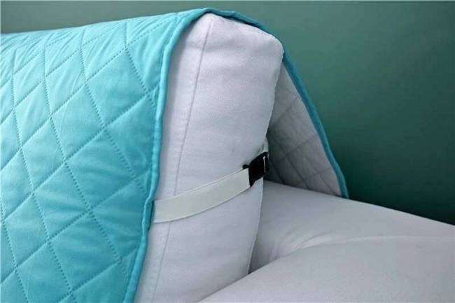 Чехол для кресла и дивана стеганный с карманом, 55х196, голубой