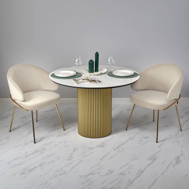 Стол Aura D110, керамогранит Ravena Natural, золотой Стол Aura D110, керамогранит Ravena Natural, золотой