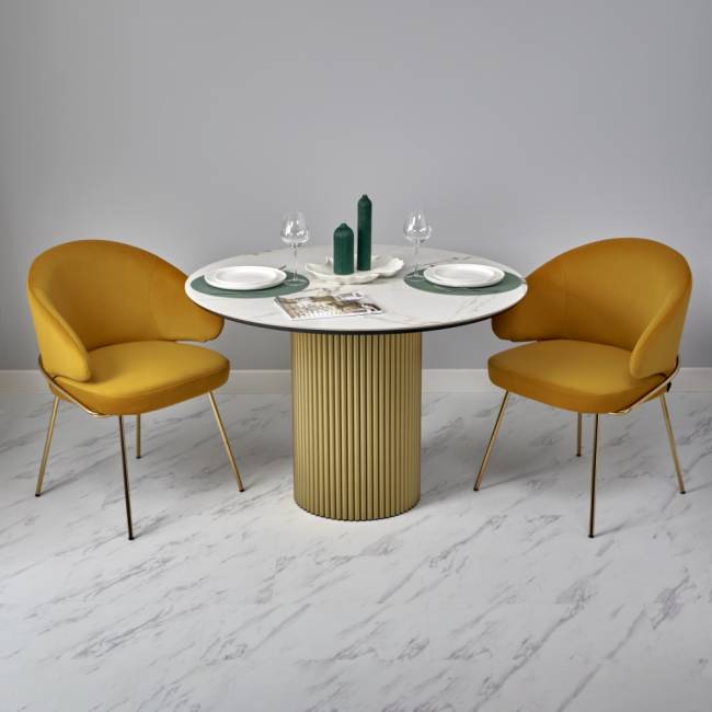 Стол Aura D110, керамогранит Ravena Natural, золотой Стол Aura D110, керамогранит Ravena Natural, золотой