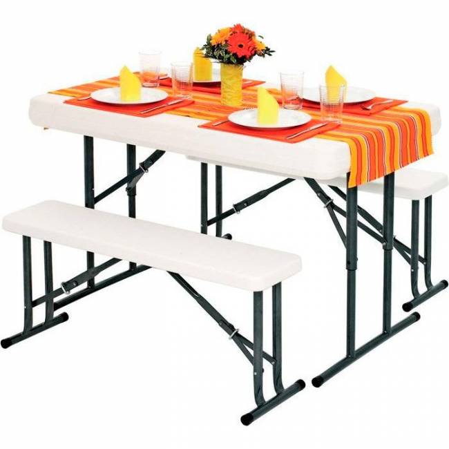 Набор: стол складной и 2 складные скамьи В113 Набор: стол складной и 2 складные скамьи В113