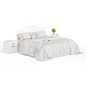 Кровать 1600 Ливерпуль с основанием и двумя тумбами цвет ясень ваниль/белый