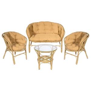 Комплект кофейный из искусственного ротанга Багама 3+1, светло-коричневый