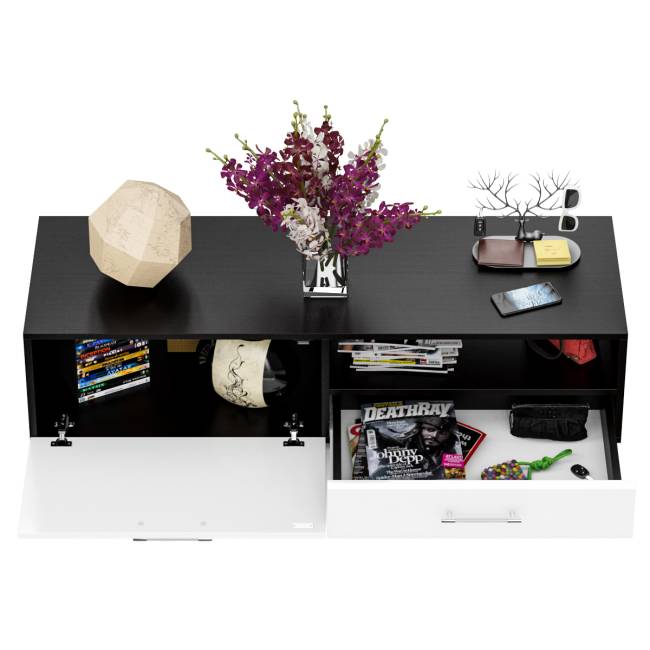 Тумба под ТВ Ларго 1,4 цвет венге/белый глянец