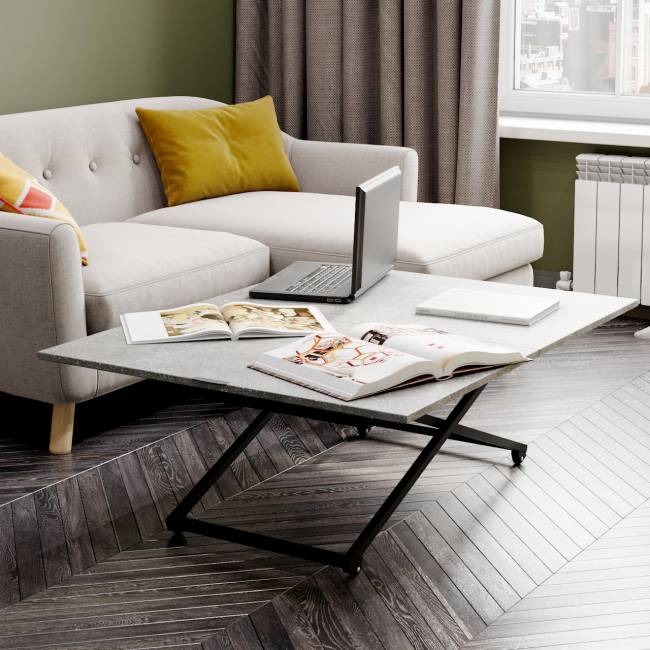 Стол универсальный трансформируемый АНДРЭ Loft ЛДСП терраццо/чёрный