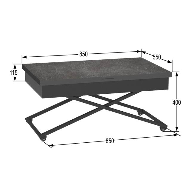 Стол универсальный трансформируемый АНДРЭ Loft ЛДСП терраццо/чёрный