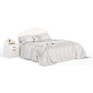 Кровать 1600 Ливерпуль с основанием и тумбой с полкой цвет ясень ваниль/белый