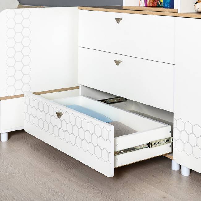 Кровать в детскую Эйп с комодами на три ящика цвет белый/дуб белый