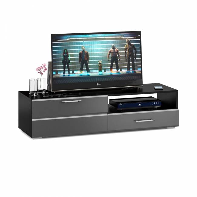 Тумба под ТВ Ларго 1,4 цвет венге/графитово-серый глянец