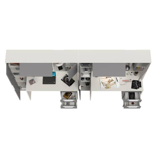 Домашний офис для двоих человек Комфорт 12.95N цвет белый премиум/серый шифер Домашний офис для двоих человек Комфорт 12.95N цвет белый премиум/серый шифер