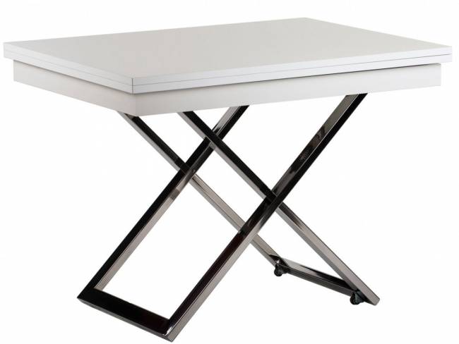 Стол-трансформер Левмар Cross D78/S79 белый/ опоры нерж.сталь Стол-трансформер Левмар Cross D78/S79 белый/ опоры нерж.сталь