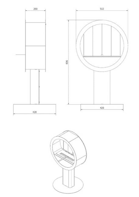 Биокамин напольный Kratki Orbio TUV