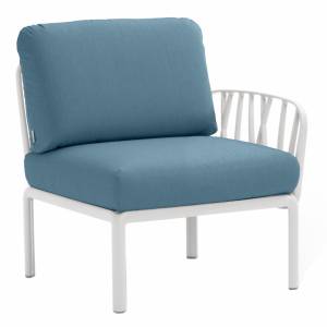 Модуль правый/левый пластиковый с подушками Komodo Elemento Terminale DS/SX белый, синий 720х780х880 мм