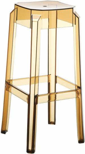 Табурет прозрачный барный Fox 75 янтарный 360х360х750 мм
