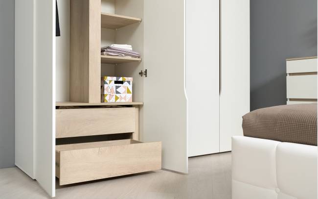 Спальня Муссон № 18 цвет белый/дуб эндгрейн элегантный, ортопед