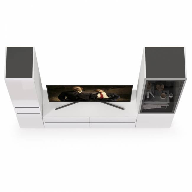 Сидней комплектация № 24 цвет белый/чёрный/фасады МДФ белый глянец Сидней комплектация № 24 цвет белый/чёрный/фасады МДФ белый глянец