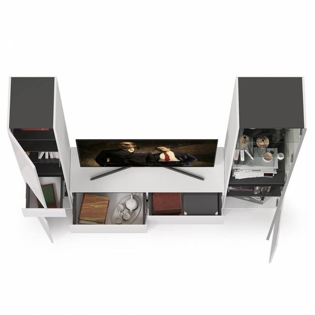 Сидней комплектация № 24 цвет белый/чёрный/фасады МДФ белый глянец Сидней комплектация № 24 цвет белый/чёрный/фасады МДФ белый глянец