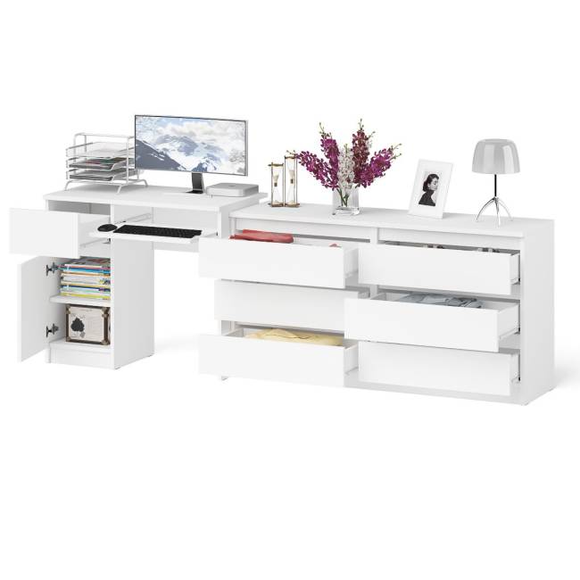 Комод 6-ть ящиков Мори 1380 и стол компьютерный МС-1 дверка и ящик слева цвет белый