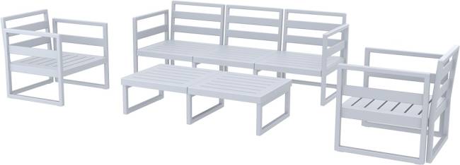 Комплект пластиковой мебели Mykonos XL серебристый, бежевый Комплект пластиковой мебели Mykonos XL серебристый, бежевый