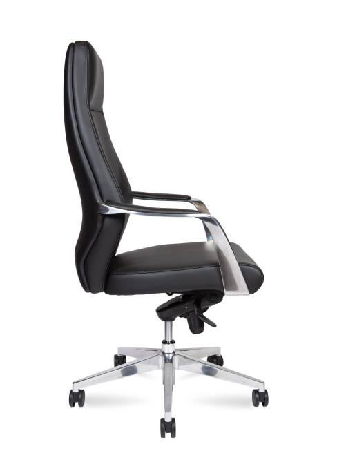 Кресло офисное / Capital Black / алюминиевая база / черная экокожа