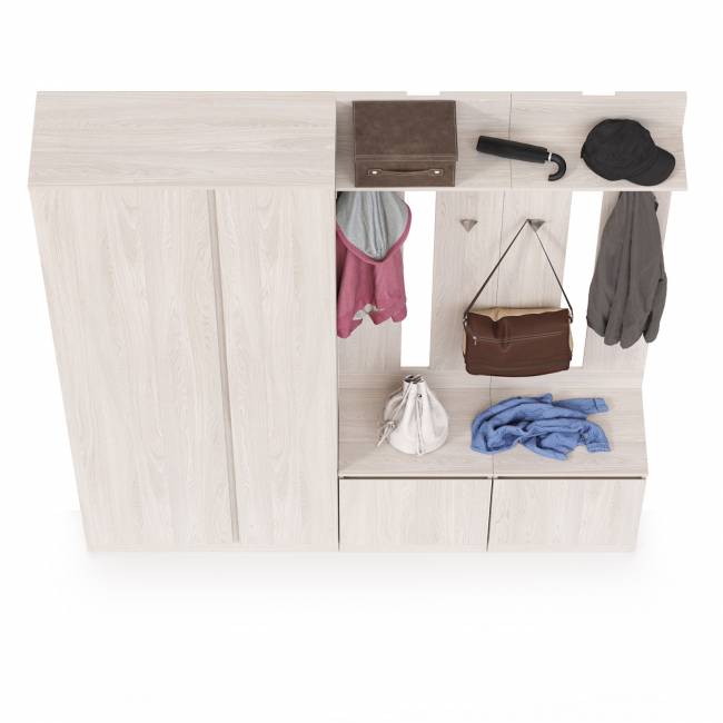 Шкаф для одежды и обувницы с вешалками для верхней одежды Ника цвет ясень анкор светлый Шкаф для одежды и обувницы с вешалками для верхней одежды Ника цвет ясень анкор светлый