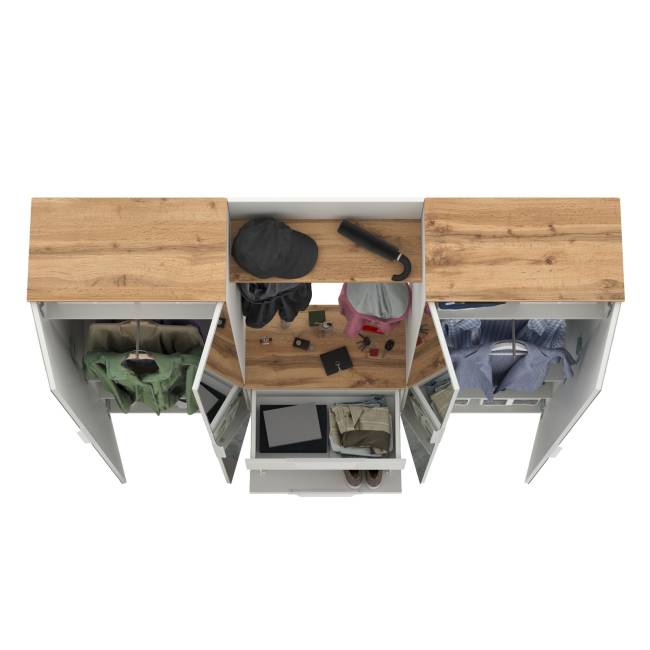 Большая прихожая Октава № 27 цвет белый шагрень/дуб крафт золотой Большая прихожая Октава № 27 цвет белый шагрень/дуб крафт золотой