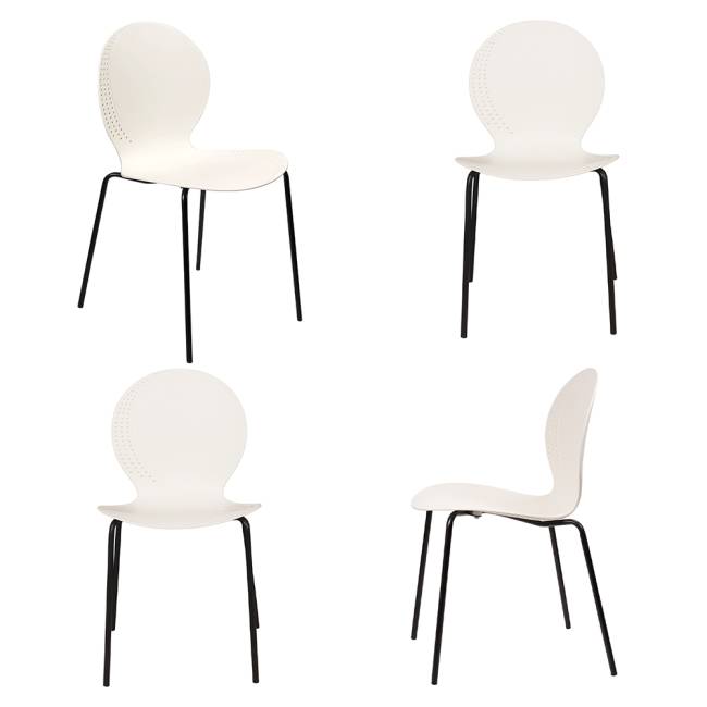 Комплект из 4-х стульев Wave белый с черными ножками
