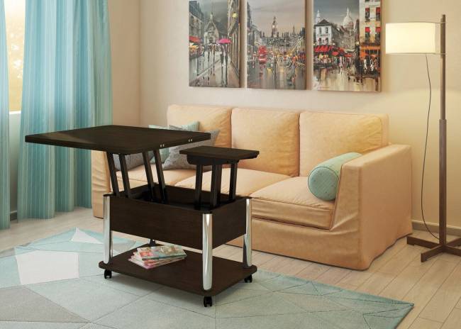 Стол-трансформер Дебют 3 темный венге/ножки хром