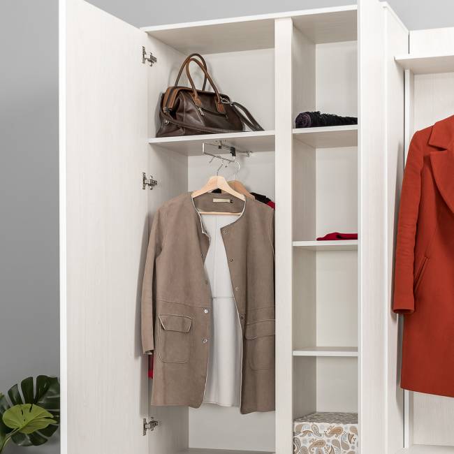 Двуспальная кровать Ника 1600 с основанием и шкаф для одежды цвет ясень анкор светлый Двуспальная кровать Ника 1600 с основанием и шкаф для одежды цвет ясень анкор светлый