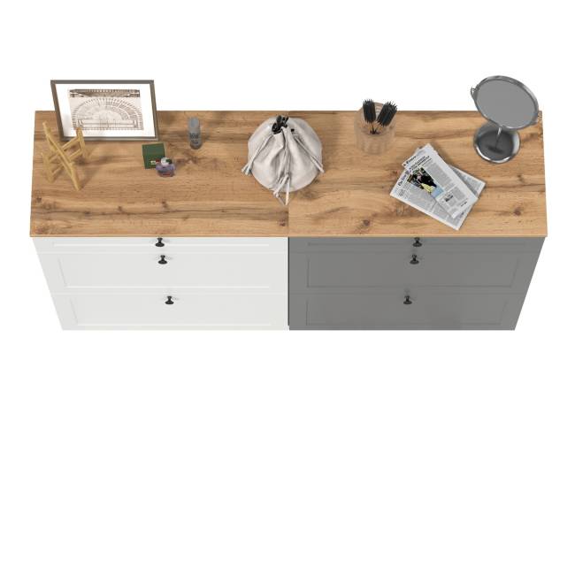 Две тумбы для обуви Остин цвет белый шагрень/серый графит/дуб крафт золотой Две тумбы для обуви Остин цвет белый шагрень/серый графит/дуб крафт золотой