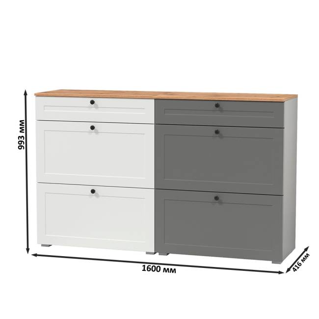 Две тумбы для обуви Остин цвет белый шагрень/серый графит/дуб крафт золотой Две тумбы для обуви Остин цвет белый шагрень/серый графит/дуб крафт золотой