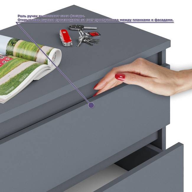 Комод 1380 6-ть ящиков Мори с однотумбовым столом компьютерным МС-6 правым цвет графит