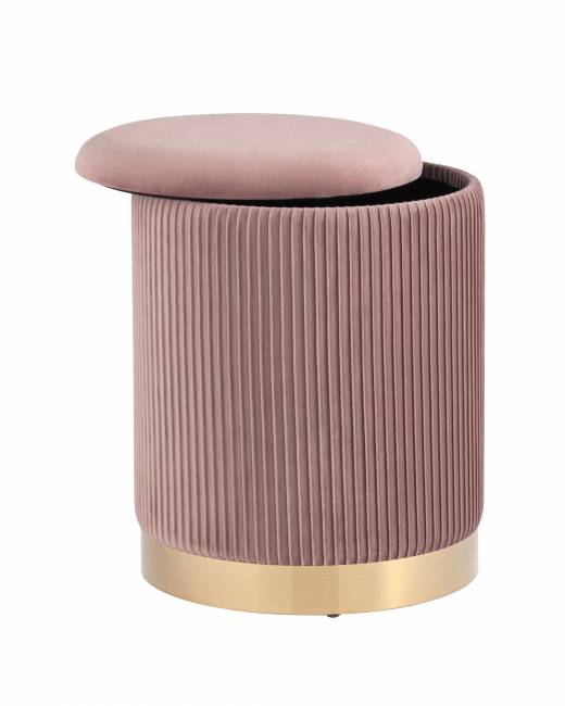 Пуф Шарлотта с ящиком велюр розовый