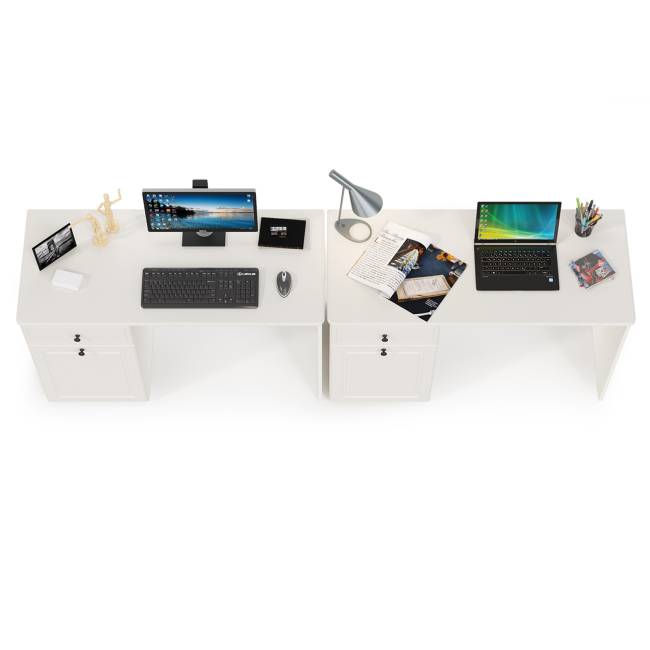 Два письменных стола Роуз цвет белый с тиснением поры дерева/ясень ваниль Два письменных стола Роуз цвет белый с тиснением поры дерева/ясень ваниль