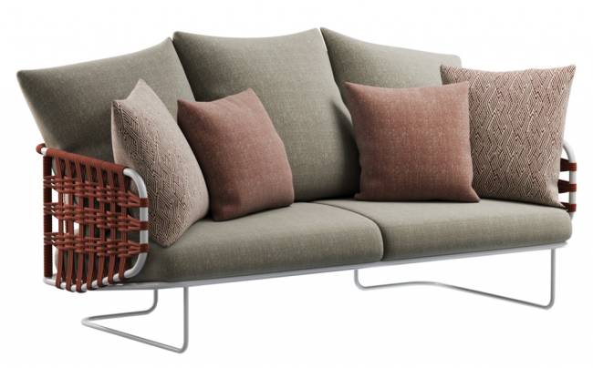 Диван плетеный мягкий Nido белый, 14, 6/10, 1/5, 6/5 2060х1000х1000 мм