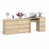 Комод 1380 6-ть ящиков Мори с однотумбовым столом компьютерным МС-6 правым цвет дуб сонома
