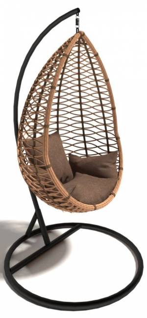 Кресло подвесное "Бамбук", из искуственного ротанга, бежевый, коричневый, черный