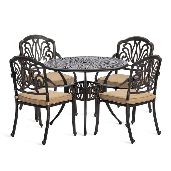 Комплект Secret de Maison Quartet/Квартет (стол+4 стула) алюминиевый сплав, бронзовый бронза/bronze алюминиевый сплав