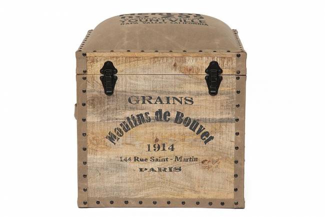 Пуф - сундук Secret de Maison Perret/Перрет (мод. M-540) массив манго/ткань хлопок, 45х45х50см, натуральный/ткань: винтаж натуральный дерево манго/ткань хлопок