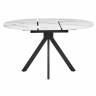 Стол Rudolf круглый раскладной 100-130x100x75см, белый мрамор, чёрный Стол Rudolf круглый раскладной 100-130x100x75см, белый мрамор, чёрный