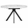 Стол Rudolf круглый раскладной 100-130x100x75см, белый мрамор, чёрный Стол Rudolf круглый раскладной 100-130x100x75см, белый мрамор, чёрный