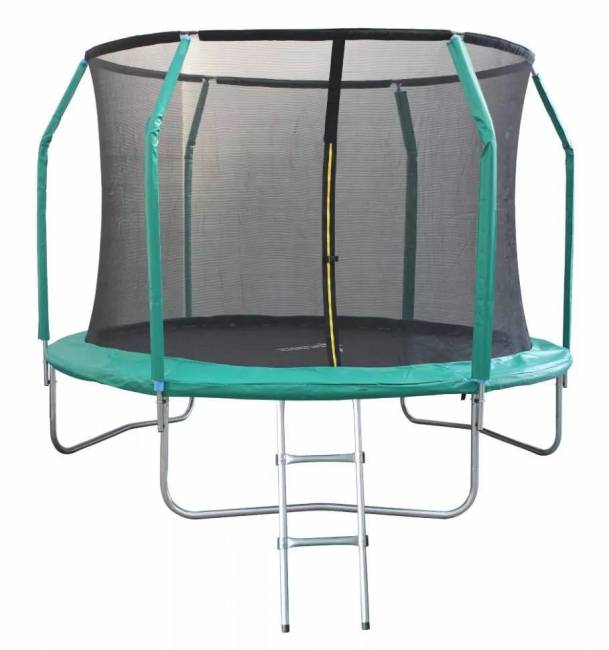 Батут 12FT 3,66м с защитной сеткой (внутрь) с лестницей, зелёный Батут 12FT 3,66м с защитной сеткой (внутрь) с лестницей, зелёный