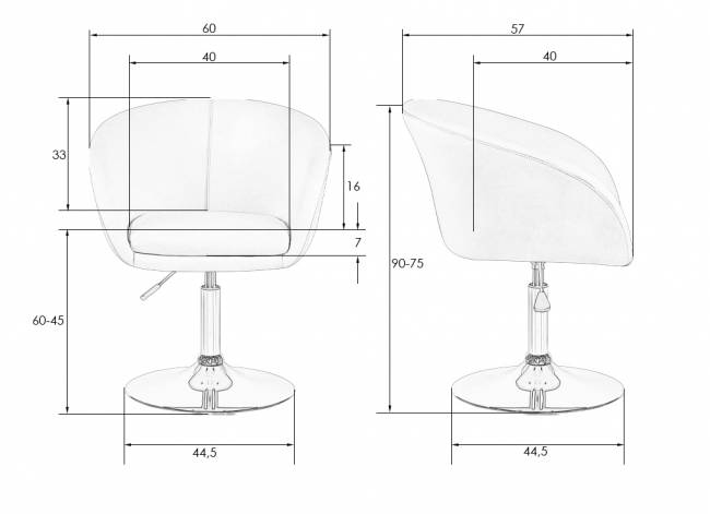 Кресло дизайнерское DOBRIN EDISON, серый велюр (1922-19)