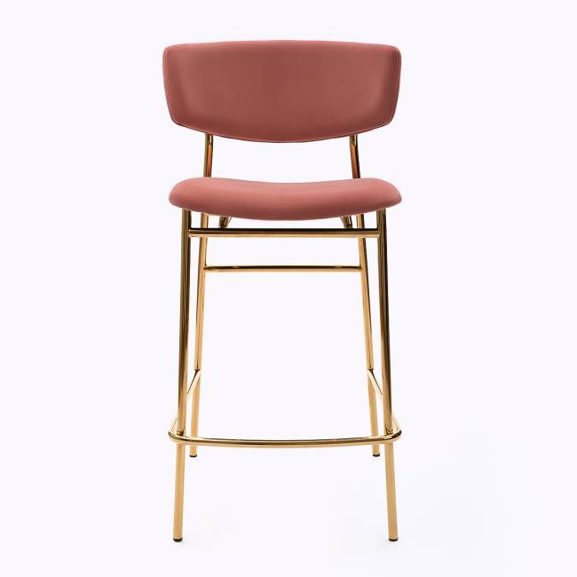 Дизайнерский полубарный стул Marko розовый, основание золото