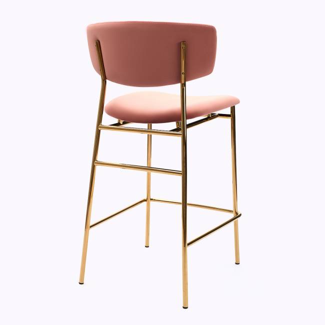Дизайнерский полубарный стул Marko розовый, основание золото